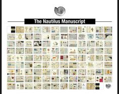 the nattus manuscript is shown in black and white, with many different images on it