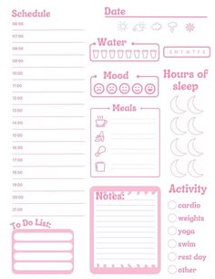 the daily planner is shown in pink and white, with instructions to do lists on it