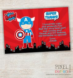 a greeting card with an image of a superhero character on the front, and text that reads