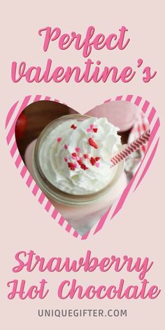 a cup of hot chocolate with whipped cream and sprinkles on it, in the shape of a heart