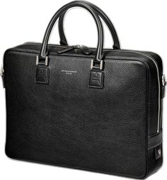 Modern Leather Briefcase With Palladium Hardware, Modern Saffiano Leather Business Bags, Modern Business Briefcase With Palladium Hardware, Saffiano Leather Briefcase With Palladium Hardware, Saffiano Leather Briefcase With Palladium Hardware For Business, Modern Office Briefcase With Palladium Hardware, Business Bag With Palladium Hardware And Saffiano Leather, Designer Leather Laptop Bag For Work, Luxury Formal Bag With Laptop Sleeve