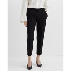 Black Club Monaco High-Waist Cropped Slim Fit Pants Slacks -Cropped Leg -Slim Fit -Slant Pockets At Hips; Back Button-Through Welt Pockets -Concealed Front Zip With Interior Double Hook-And-Bar And Safety Button Blue Linen Pants, Linen Beach Pants, Chino Pants Women, Club Monaco Women, Navy Dress Pants, Ankle Dress Pants, Work Environment, Slim Fit Trousers, Slim Fit Pants