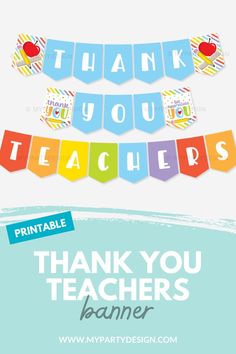 thank you teachers banner with colorful letters