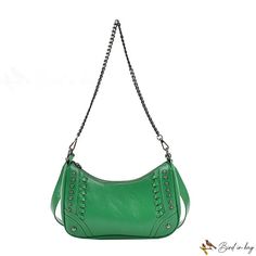 Bird in Bag - New women's bag button nail type shoulder bag fashion simple chain handheld chain crossbody bag Trendy Clutch Shoulder Bag With Metal Hardware, Trendy Green Shoulder Bag With Metal Hardware, Trendy Shoulder Bag With Metal Hardware, Bags Casual, Simple Chain, Nail Type, Women Chain, Street Trends, Chain Crossbody Bag