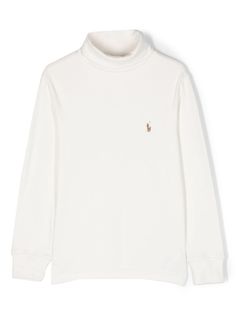 white cotton embroidered logo at the chest signature Polo Pony motif roll neck long sleeves straight hem Polo Ralph Lauren Kids, Polo Pony, Ralph Lauren Kids, Teen Top, Roll Neck Jumpers, Roll Neck, White Cotton, Boy Outfits, Polo Ralph