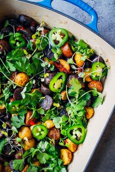 a pan filled with lots of different types of vegetables