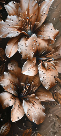 an image of flowers with water drops on them