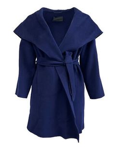 (eBay) * 100% Wool * Hooded * Belted * Welt Pockets * Wrap Closure . Blue Shawl Collar Outerwear For Fall, Blue Fitted Hooded Jacket For Fall, Winter Workwear Hooded Jacket, Wrap Coat, Navy Women, News Design, Vest Jacket, Coats For Women, Women Accessories