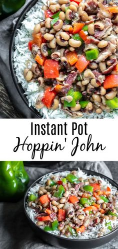 instant pot recipe with beans, carrots and rice in a skillet on the side