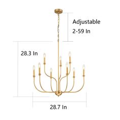 the chandelier is shown with measurements