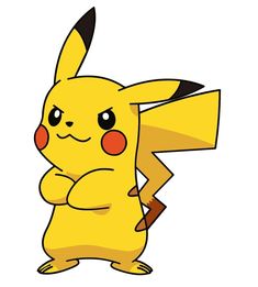 the pikachu is standing with his arms crossed