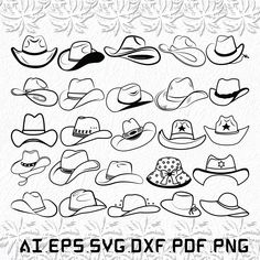 the cowboy hats svt files are available for use in crafts and papercrafting