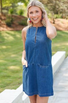 Denim Pocket Shift - New Arrivals - The Blue Door Boutique Off Shoulder Jacket, Athleisure Accessories, Denim Pocket, Vest Blazer, Blue Door, Comfy Tops, Blazer Dress, Black Maxi Dress, Boutique Clothing