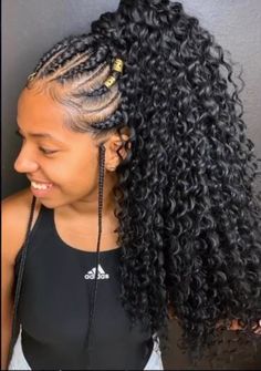 Biracial Half Up Half Down Hairstyles, Curly Crotchet Hairstyles Half Up Half Down, Half Up Half Down Crotchet Hair Black Women, Half Up Half Down Hair Black Women Natiral Hair, Crown Braid Half Up Half Down Black, 4a Hairstyles, Crochet Ponytail, Weave Ponytail Hairstyles