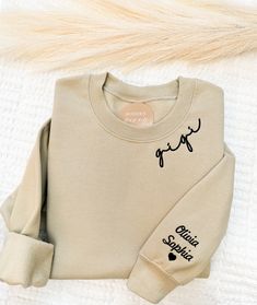 GIGI Embroidered sweatshirt, gigi sweatshirt with grandkids name, gigi Crewneck Sweatshirt, new gigi gift,  Custom Gigi Shirt Christmas Gift Perfect gift for mama for Mothers day, moms birthday, baby showers and more! Mama Embroidered sweatshirt, Mama Crewneck Sweatshirt, Pregnancy Reveal Gift for New mom, Custom Mom Shirt with Kids Names, Mama Sweater first picture is SAND sweatshirt with #black thread wording can be changed to: mom, grandma, nana, granny, gigi, mimi, dad, dada,  - please write Gigi Sweatshirt Ideas, Personalized Long Sleeve Sweatshirt, Customizable Casual Sweatshirt For Gifts, Casual Customizable Sweatshirt For Gift, Personalized Sweatshirt Gift, Personalized Sweatshirt For Gift, Personalized Long Sleeve Sweatshirt Gift, Personalized Casual Long Sleeve Sweatshirt, Customizable Casual Sweatshirt As Gift