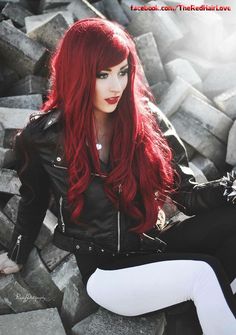 1 Leather Jacket Girl, Turquoise Hair, Red Heads, Goth Beauty, New Hair Colors, Steam Punk