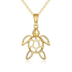 Dive into timeless elegance with our 14K Gold Pendant Necklace, featuring a sparkling Cubic Zirconia accented tortoise design that is perfect for unisex styling. This exquisite 14K Gold Pendant Necklace showcases a meticulously crafted tortoise adorned with shimmering Cubic Zirconia, making it a luxurious yet versatile piece suitable for any gender. Whether youre dressing up for an occasion or adding a touch of sparkle to your everyday look, this unisex pendant offers a blend of sophistication a Tortoise Design, Necklace Packaging, Gold Jewelry Stores, Turtle Necklace, Turtle Pendant, Gold Charm Necklace, Gold Necklace Women, Yellow Gold Chain, Pure Gold