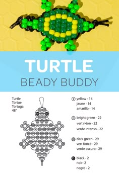 the instructions for how to make an origami turtle beaded toy with beads