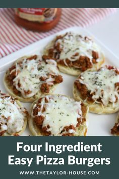 four ingredient easy pizza burgers on a plate