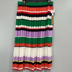 Brand New Condition Size M Multicolored 100% Polyester Elastic Waist Approx Measurements: Waist: 15” Length:28” Casual Pleated Multicolor Skirt, Trendy Multicolor Pleated Skirt, Casual Multicolor Pleated Bottoms, Petite Midi Skirt, Tweed Midi Skirt, Brown Leather Skirt, Black Sequin Skirt, Skirt With Pleats, Faux Leather Midi Skirt