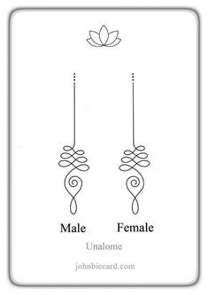 an image of female and male symbols in the form of two spirals with leaves on them