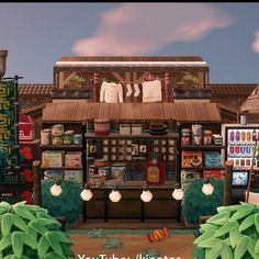 an animated image of a store with lots of items on the front and side of it