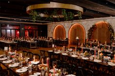 a large dining room set up for an event