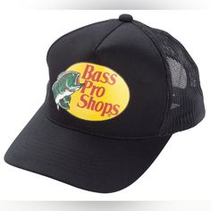 Brand New With Tag. Black Multiples Available Bass Pro Shop Hat, Bass Pro Shop, Fishing Hat, Mesh Cap, Green Camo, Shop Logo, Adjustable Hat, Hats Vintage, Trucker Cap