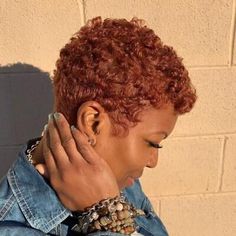 Afro Curly Short Brown Pixie Cut Haircut For Black Women Synthetic Heat Safe Wig | eBay Chop Hairstyles, Short Natural Curls, Short Textured Hair, Tapered Natural Hair, Natural Hair Cuts, Tapered Hair, Natural Hair Short Cuts, Natural Blonde, Finger Waves