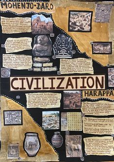 a bulletin board with pictures and words on it that says civilization harrapa