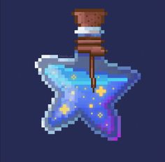 a pixel art image of a bottle with a corkscrew on it