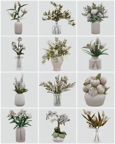 there are many different vases with flowers in them on the same page, each one has its own unique flower arrangement