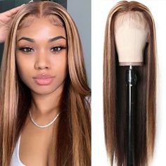 UNice Black With Blonde Highlight Pre Plucked Ombre Color 13x4 Lace Front Human Hair Wig 150% Density Hair Colorful, Unice Hair, Lace Closure Hairstyles, Honey Blonde Highlights, Brown Hair With Blonde Highlights, Ombre Wigs, Remy Hair Extensions, Straight Lace Front Wigs, Lace Front Human Hair