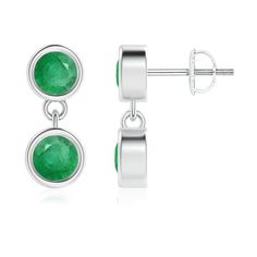 With an alluring design that evokes a sense of endless charm, this pair of two stone dangle earrings makes a stunning accessory for the contemporary woman. Bezel set in 14K white gold, the emeralds captivate with their brilliant hue. Choose from different stone qualities (good, better, best and heirloom) and multiple total carat weight options. Good Better Best, Emerald Earrings Drop, Stone Dangle Earrings, Emerald Earrings, Emerald Jewelry, Fine Jewellery Earrings, Stone Earrings, Handcrafted Jewelry, Gemstone Jewelry