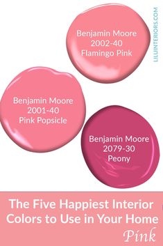 the five happlest interior colors to use in your home pink info graphic