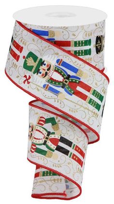 Nutcrackers Christmas Ribbon: White  - 2.5 Inches x 10 Yards (30 feet) Christmas Present Ribbon, Xmas Colors, Ribbon Wreath Christmas, Nutcracker Decor, Christmas Wired Ribbon, Ribbon White, Trendy Tree, Wreath Supplies, Burlap Ribbon