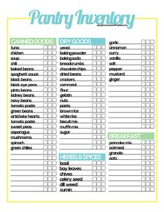 a printable pantry inventory list