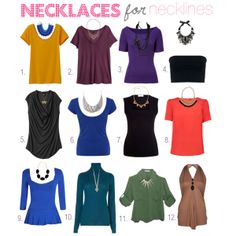 Necklaces for Necklines - a guide to choosing complentary styles. Necklaces For Necklines, Neckline Necklace Guide, Best Necklace, Necklace For Neckline, Mode Tips, Fashion Vocabulary, Premier Designs, Fashion Victim, Fashion 101