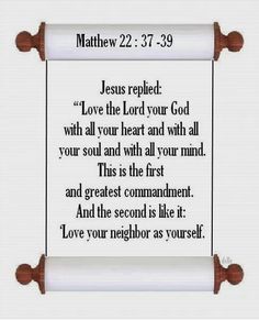 a scroll with the words, jesus replaced love the lord your god will all your heart and