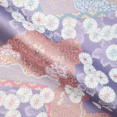 "KINRAN - Japanese traditional woven fabric 金らん This item high-quality Japanese Kimono Fabric(gold brocade). main material: polyester Information fabric width: 70cm (28.5\") 1unit = 25X70cm 2unit =50X70cm 3unit =75X70cm 4unit =100X70cm.... ．50cm =0.5 meter=0.55 yard ．If you need 1meter of fabric or more, we will send you the fabric in one piece. Parcels are shipped via airmail from Hong Kong We will provide tracking numbers." Japanese Brocade Fabrics, Purple Kimono, Flower Japanese, Gold Brocade, Chrysanthemum Flower, Style Japonais, Kimono Fabric, Traditional Fabric, Fabric Light