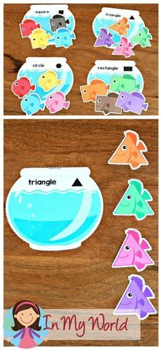 the fish in my world stickers are arranged on a wooden surface, with different colors and shapes