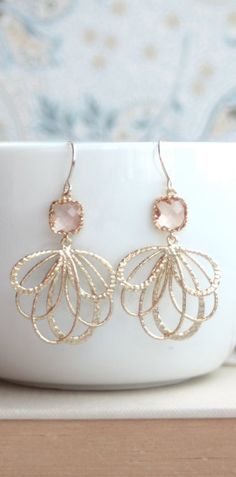 Bridesmaids Champagne, Feathers Earrings, Gold Feather Earrings, Champagne Earrings, Blush Earrings, Bridesmaids Earrings, Earrings Feather, Peach Earrings, Blush Bridesmaids