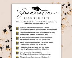 graduation prayer card with gold stars and confetti in the background on a white paper