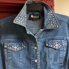 Swarovski Sparkling Crystal Embellished Stretch Denim Jacket Never Used Camo Jacket Women, Bling Denim, Embellished Denim Jacket, Embellished Shirt, Denim Decor, Embellished Denim, Wardrobe Inspiration, Camo Jacket, Denim Jackets