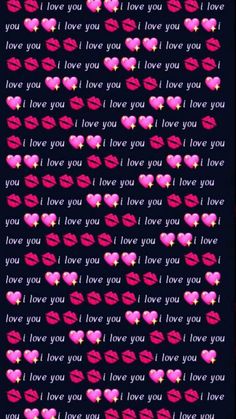 i love you wallpaper with pink lips and hearts