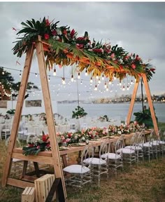 an instagram photo with flowers and greenery on the table for a destination wedding in hawaii