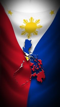 the philippines flag and map are shown in this artistic photo with an interesting color scheme