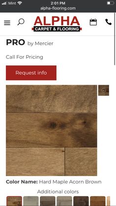 an iphone screen showing the color options for wood flooring