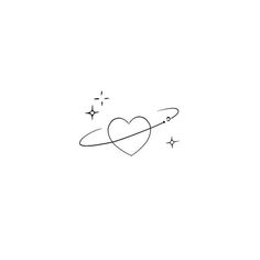 a heart with an arrow in the center and stars around it on a white background