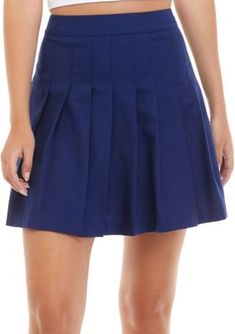 Preppy and fun with pretty pleats, this twill mid-thigh skirt from Cabana by Crown & Ivy™ pairs easily with a variety of your favorite t-shirts. | Cabana by Crown & Ivy™ Women's Junior's Pleated Skirt, Navy, 10 Fitted Pleated Skirt For School Uniform In Summer, Fitted Pleated Skirt For Summer School Uniform, Fitted Preppy Tennis Skirt With Pleated Hem, Preppy Fitted Tennis Skirt With Pleated Hem, Preppy Fitted Bottoms With Pleated Hem, Fitted Pleated School Skort, Pleated Fitted Skort For School, Pleated School Uniform Skirt For Summer, Fitted Tennis Skirt For Summer School Uniform